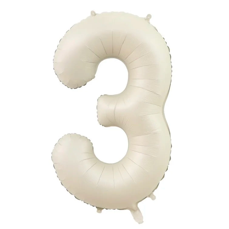 32/40inch Cream Caramel Big Number Foil Balloons 0 1 2 3 4 5 6 7 8 9 Balls White Color Wedding Birthday Party Decor Baby Shower