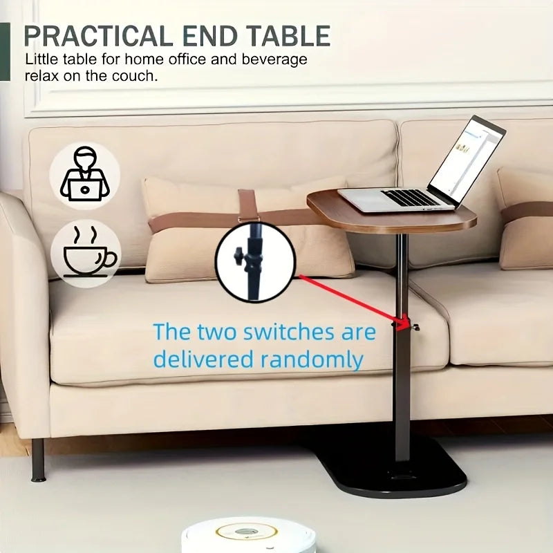 Adjustable height table - with wooden tabletop, portable sofa side table, suitable for coffee, office, and indoor/outdoor use