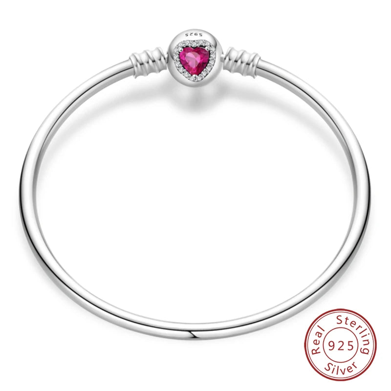 Bracelet Silver 925 Original 17-20CM Star Moon Sun Four Leaf Clover Green Zircon Bracelets Fit DIY Charms Birthday Jewelry Gifts