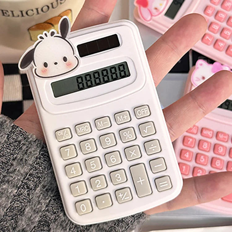Sanrio Mini Electronic Calculator Hello Kitty Cinnamoroll Kawaii 8 Digit Calculator Portable Cartoon Office School Supplies Gift