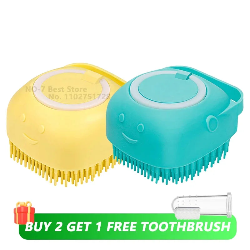 Dog Bath Brush Silicone Pet Shampoo Brush Soap Dog Scrubber Cat Massage Grooming Wash Comb Soft Rubber Puppy Clean Brush