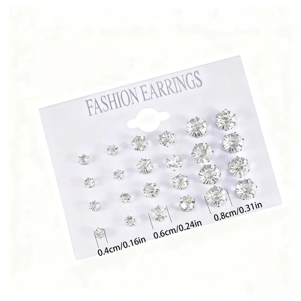 New 12 pairs/set white glossy round earrings for both men and women