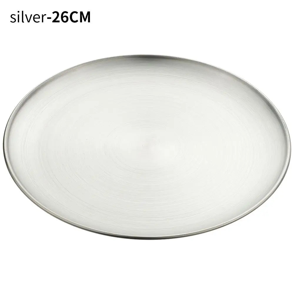 High Quality Stainless Steel Bone Spitting Dish Gold Silver Colors Shallow Tray Metal Dining Disc Fruit Meat Round Plate