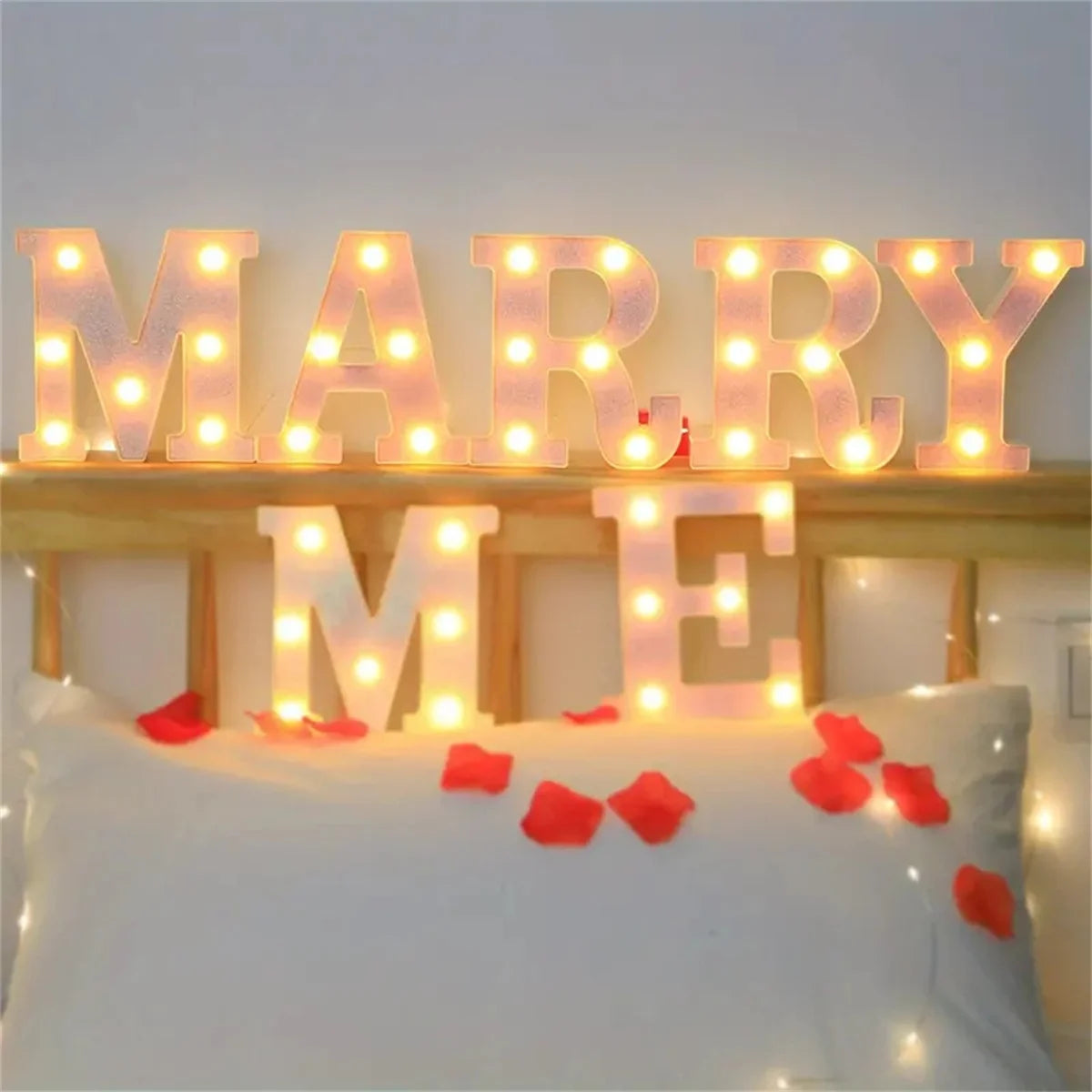 1PC Pink English letter and number lights, proposal and confession, birthday party atmosphere, surprise scene, decoration lights