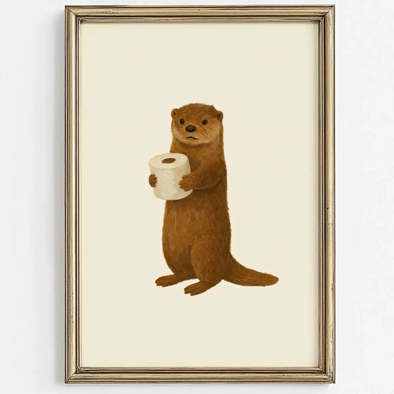 Cute Animal Bubble Bath Wall Art Cute Bathroom Animal poster Kids Funny Toilet Paper Animal Print Nursery Bathtime Bath Poster