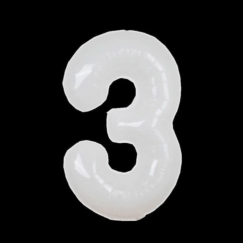 32/40inch Cream Caramel Big Number Foil Balloons 0 1 2 3 4 5 6 7 8 9 Balls White Color Wedding Birthday Party Decor Baby Shower