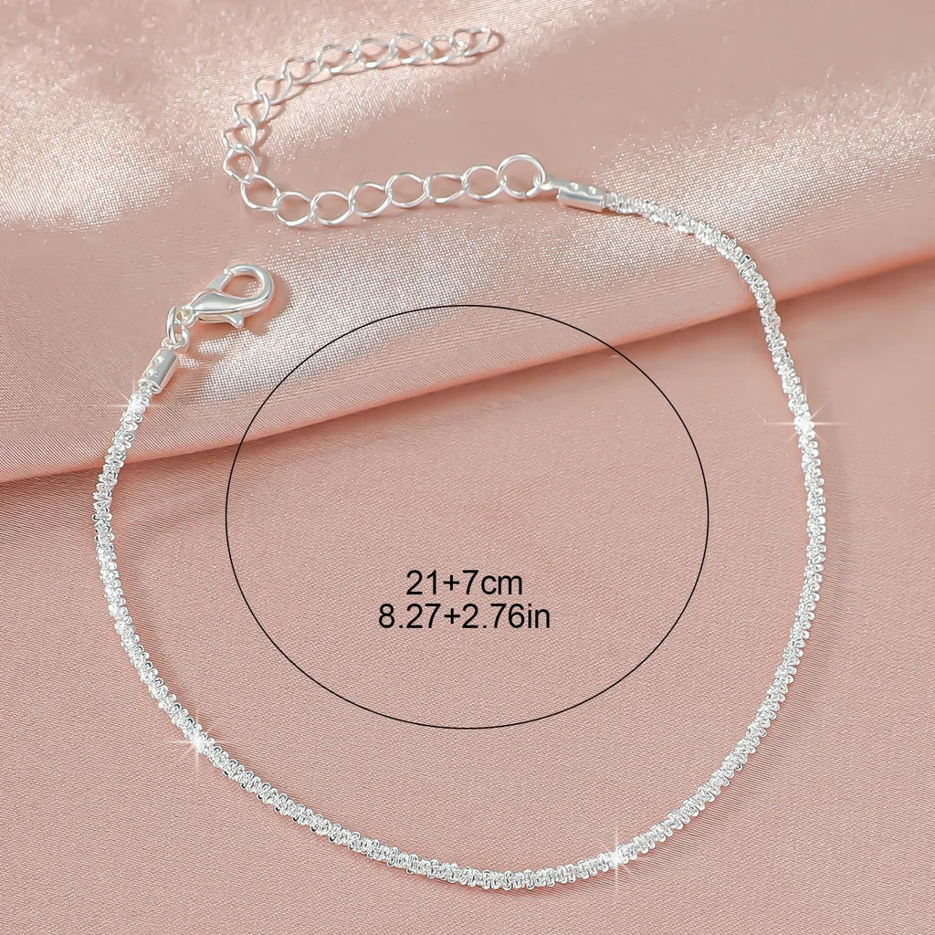 Sparkling Thin Chain Anklet Bracelet for Women Zircon Cross Pendant Bracelet on Leg Foot 2024 Trendy Boho Summer Beach Jewellry