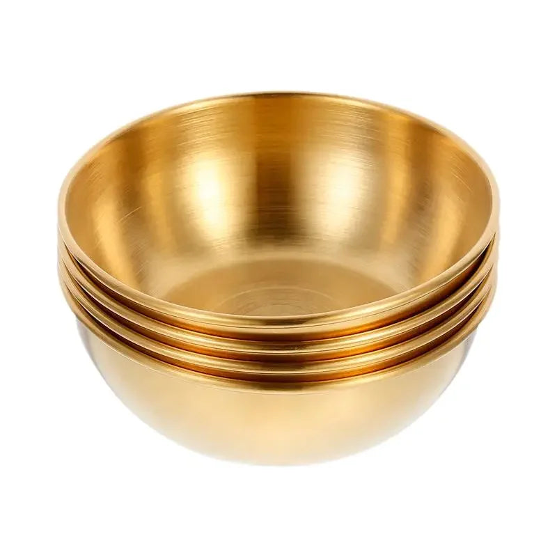 4pcs 2pcs Stainless Steel Golden Sauce Dishes Appetizer Seasoning Serving Dishes Sets Tray Spice Plates Kitchen Tableware