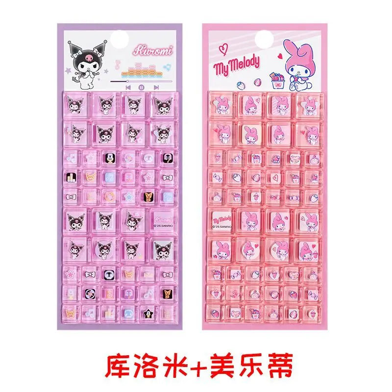 Sanrio Hello Kitty 3D Square Stickers Anime Phone Laptop Luggage Decoration Creative DIY Rhinestone Decal Kids Toys Cartoon Gift