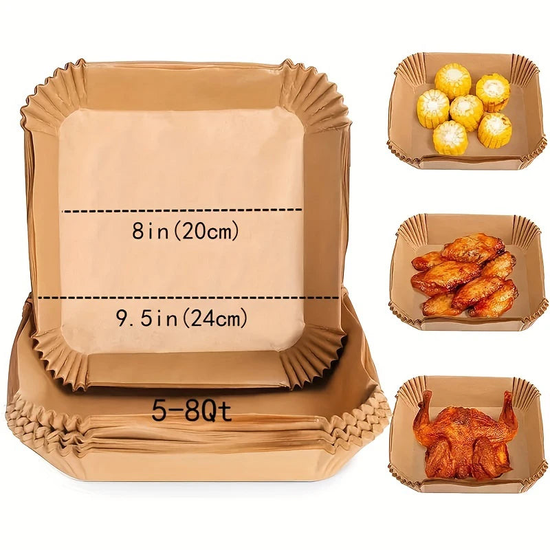 30/50/100Pcs Air Fryer Disposable Paper Non-Stick Airfryer Baking Papers Round Air-Fryer Paper Liners Paper Kitchen Accessories