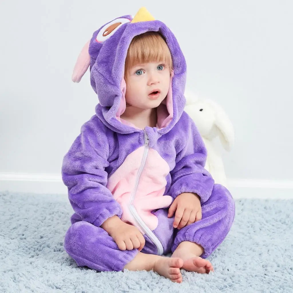 Cartoon Flannel Baby Rompers Unicorn Rabbit Dinosaur Pajamas Cotton Baby Boy Girls Animal Costume Baby Jumpsuit Kigurumi Outfits