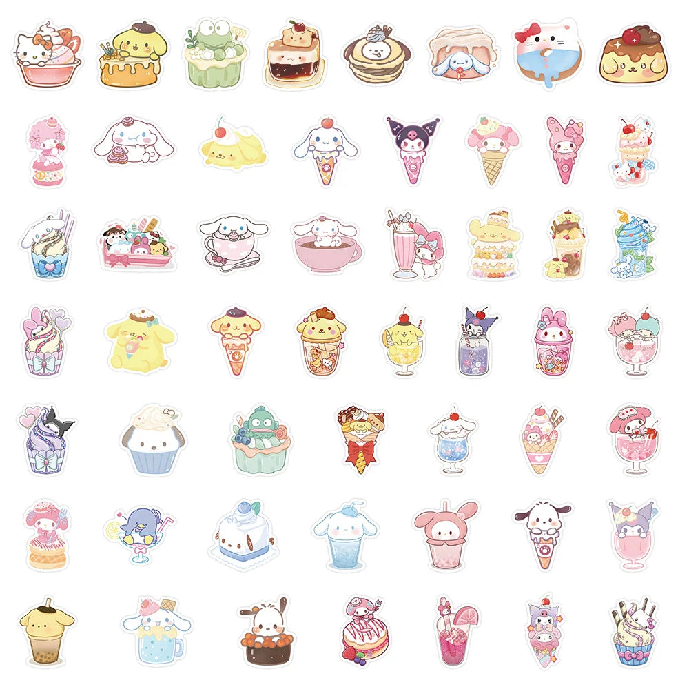 10/30/53pcs Cute Sanrio Food Cartoon Stickers Kuromi Melody Decals Kids Toy Fridge Notebook Luggage Phone Graffiti Sticker Decor