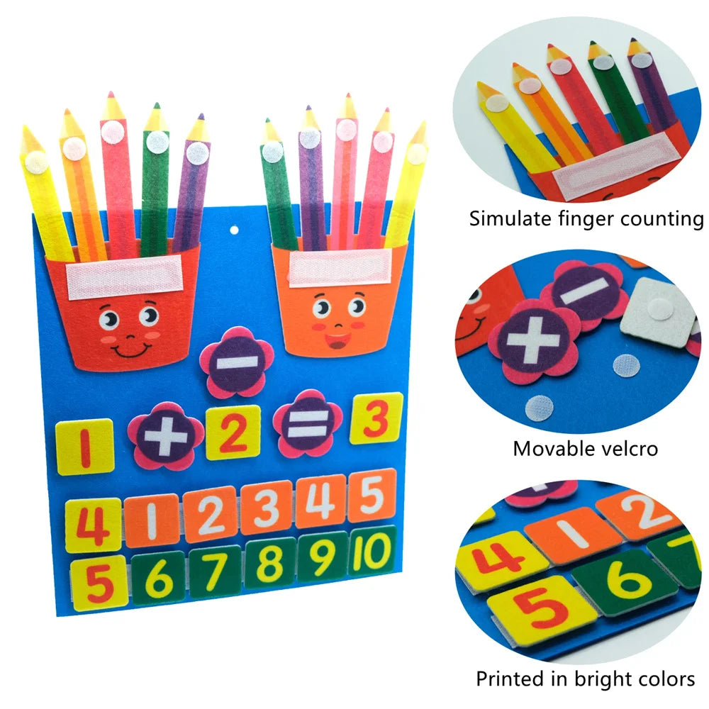 Felt Learning Board Children Toys Educational DIY Toy Addition Subtraction Finger Arithmetic Teaching Enlightenment Board