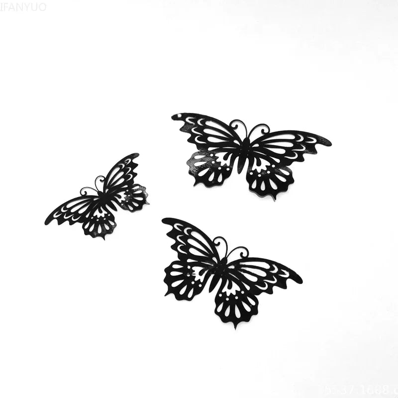 12Pcs/Set 3D Hollow Butterfly Wall Sticker Blue Red Black Wedding Decoration Living Room Home Decor Butterflies Decal Stickers