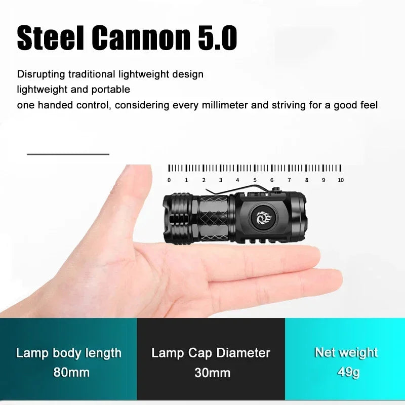 High Strong Power LED Flashlight Built-in Battery Rechargeable with Pen Clip Torch Outdoor Camping Emergency Lantern