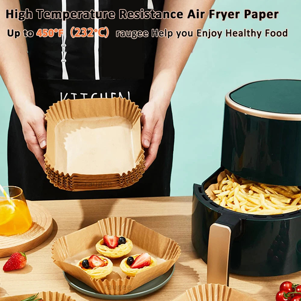 50/100pcs Air Fryer Paper Liners Non Stick Oil Proof & Waterproof Baking Paper For Microwave Air Fryer Paper Tray