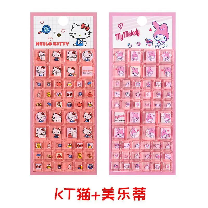 Sanrio Hello Kitty 3D Square Stickers Anime Phone Laptop Luggage Decoration Creative DIY Rhinestone Decal Kids Toys Cartoon Gift