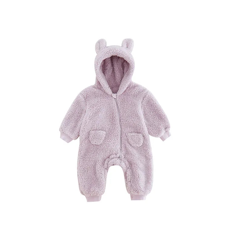 Spring Baby Romper Warm Fleece Hooded Jumpsuits for Baby Autumn Long Sleeve Infant Rompers Newborn Boy Girl Homewear Pajamas