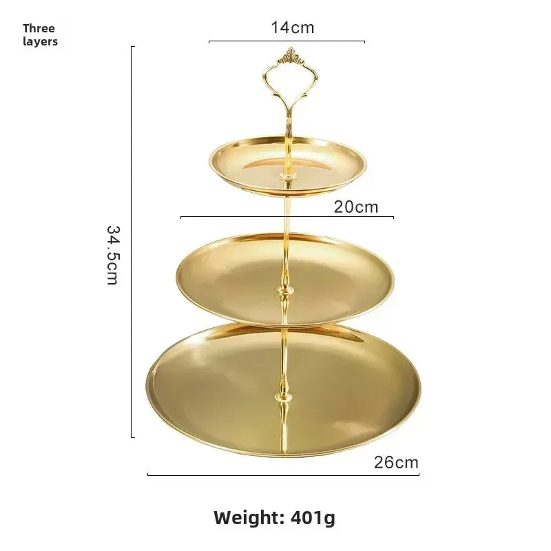 1Pc, Three-layer Stainless Steel cake Tray, Cake, Snack Plate, Birthday, Wedding Party Dessert Stand, Table Dessert Display Stan