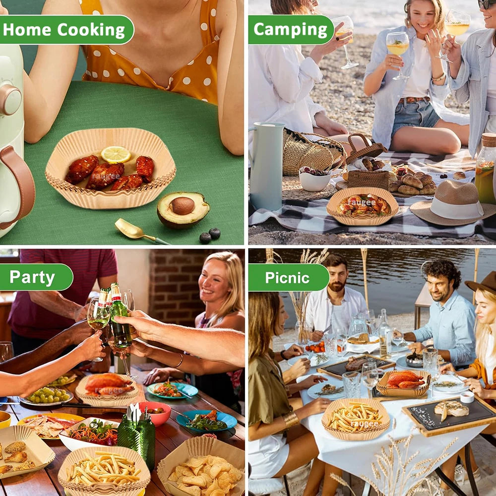 50/100pcs Air Fryer Paper Liners Non Stick Oil Proof & Waterproof Baking Paper For Microwave Air Fryer Paper Tray