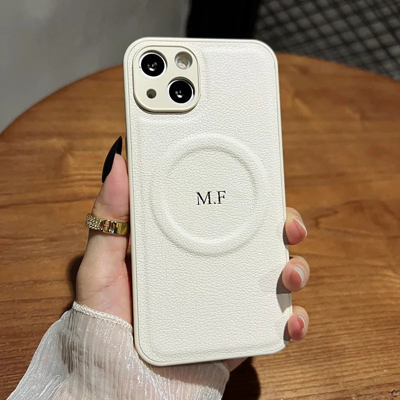 Luxury For Magsafe Personalized Name Case For iPhone 1716 15 14 13 12 11 ProMax Customized Initials Wireless Charging Gift Cover