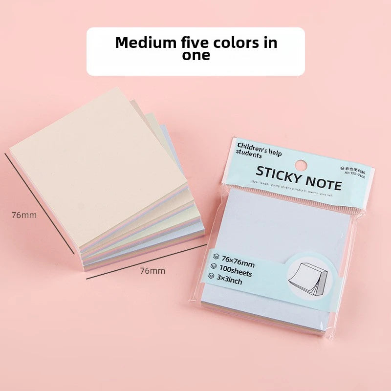 100 Sheets Morandi Color Adhesive Sticky Notes Student Message Hand Torn Note Stickers for Office Family School Supplies