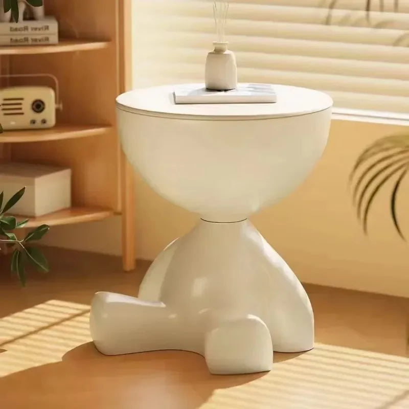 Cream Coffee Table Sofa Bed Side Table Modern Simple Home Accessories Living Room Decor Creative Flat Head Plastic Round Tables
