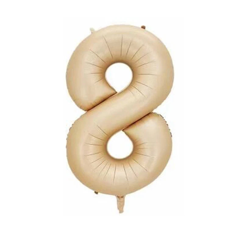 32/40inch Cream Caramel Big Number Foil Balloons 0 1 2 3 4 5 6 7 8 9 Balls White Color Wedding Birthday Party Decor Baby Shower