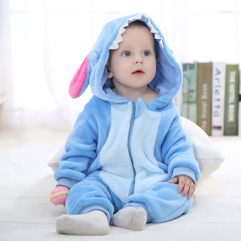 Cartoon Flannel Baby Rompers Unicorn Rabbit Dinosaur Pajamas Cotton Baby Boy Girls Animal Costume Baby Jumpsuit Kigurumi Outfits