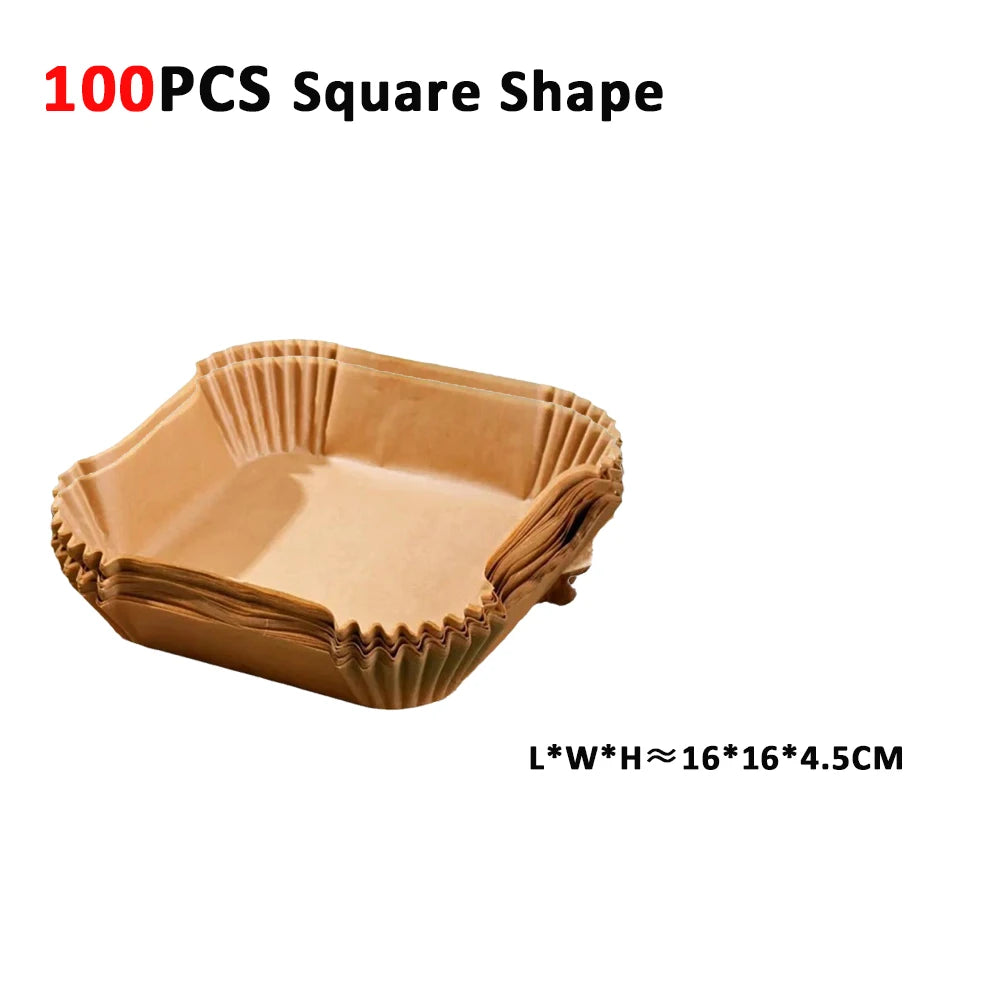 50/100pcs Air Fryer Paper Liners Non Stick Oil Proof & Waterproof Baking Paper For Microwave Air Fryer Paper Tray