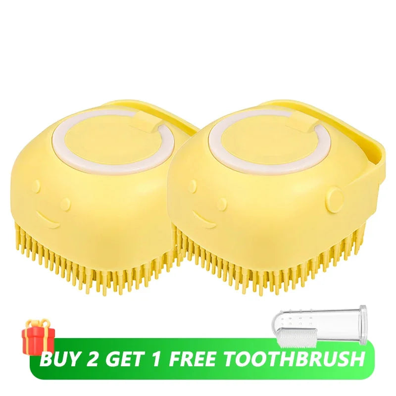 Dog Bath Brush Silicone Pet Shampoo Brush Soap Dog Scrubber Cat Massage Grooming Wash Comb Soft Rubber Puppy Clean Brush