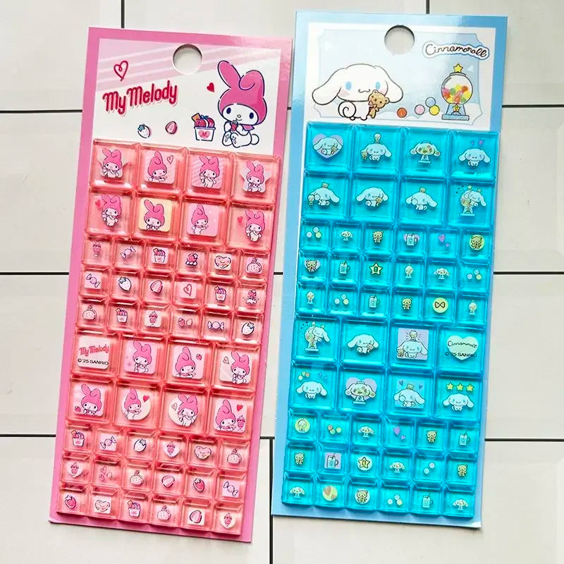 Sanrio Hello Kitty 3D Square Stickers Anime Phone Laptop Luggage Decoration Creative DIY Rhinestone Decal Kids Toys Cartoon Gift