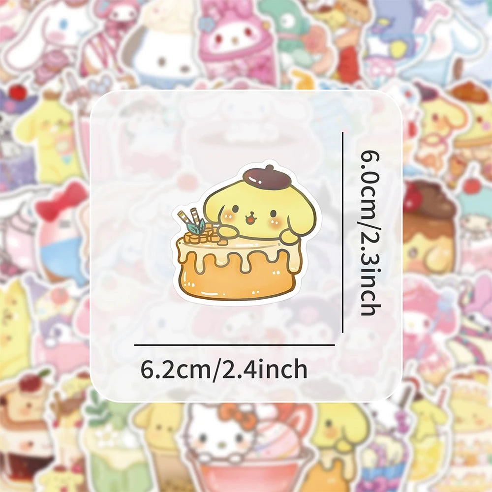10/30/53pcs Cute Sanrio Food Cartoon Stickers Kuromi Melody Decals Kids Toy Fridge Notebook Luggage Phone Graffiti Sticker Decor