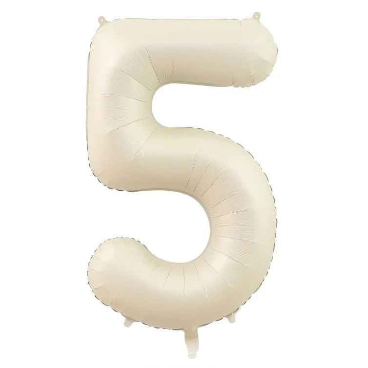 32/40inch Cream Caramel Big Number Foil Balloons 0 1 2 3 4 5 6 7 8 9 Balls White Color Wedding Birthday Party Decor Baby Shower