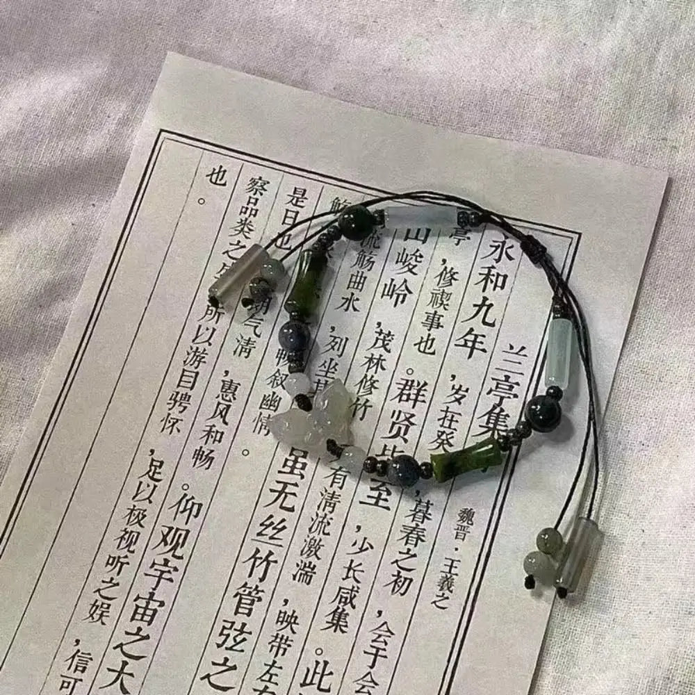 Fashion Bamboo Beads Chinese Style Beaded Bracelet Chinese Style Beaded Braided Rope Bracelet Vintage Antique Bracelet