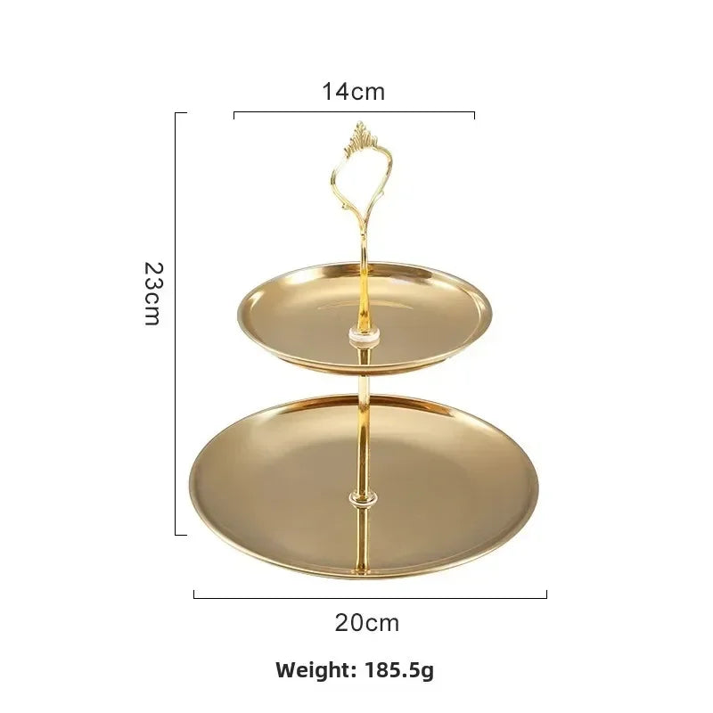 1Pc, Three-layer Stainless Steel cake Tray, Cake, Snack Plate, Birthday, Wedding Party Dessert Stand, Table Dessert Display Stan
