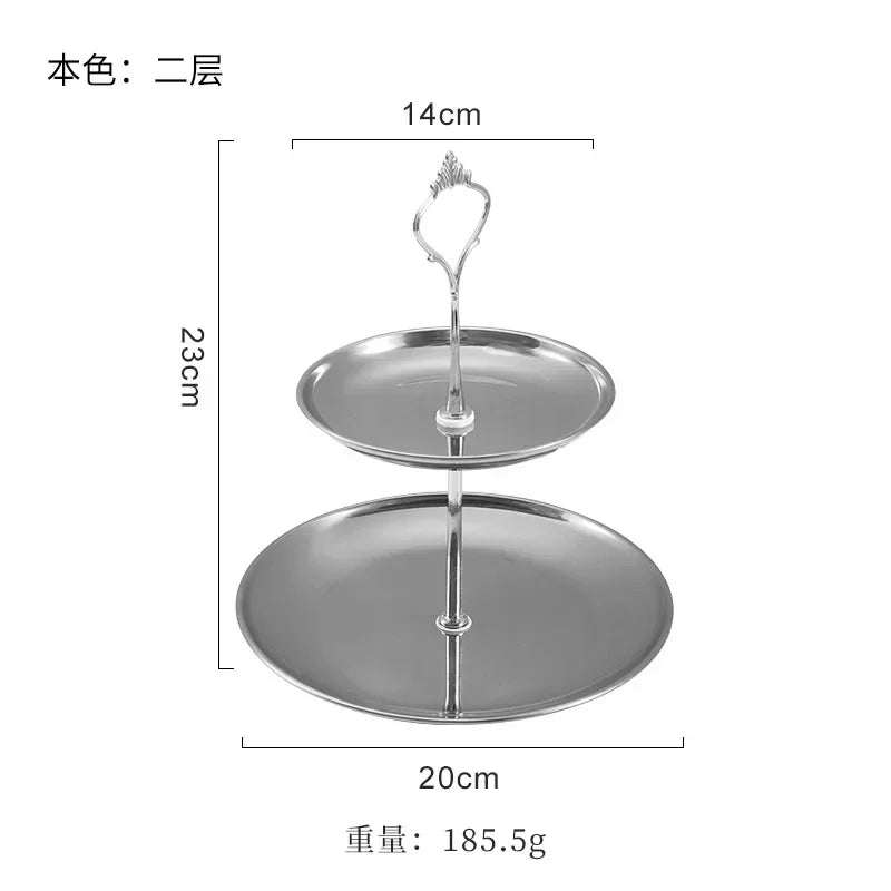 1Pc, Three-layer Stainless Steel cake Tray, Cake, Snack Plate, Birthday, Wedding Party Dessert Stand, Table Dessert Display Stan