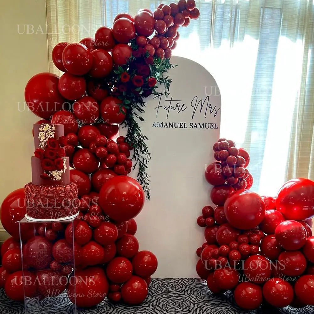 10/30/50Pcs Red Balloons Dark Wine Red Garnet Burgundy Latex Balloons for Birthday Christmas Engagement Wedding Party Decoration