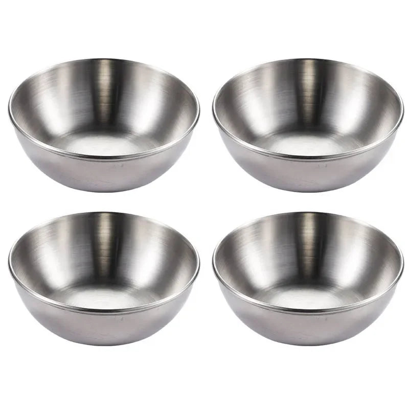 4pcs 2pcs Stainless Steel Golden Sauce Dishes Appetizer Seasoning Serving Dishes Sets Tray Spice Plates Kitchen Tableware