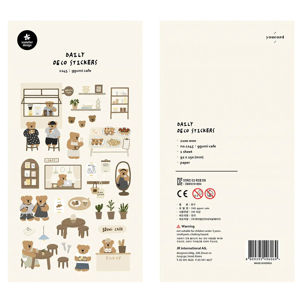 Korean Import Original Suatelier Collection Kawaii Daily Stickers Scrapbooking Diy Journal Stationery Sticker Deco Art Supplies