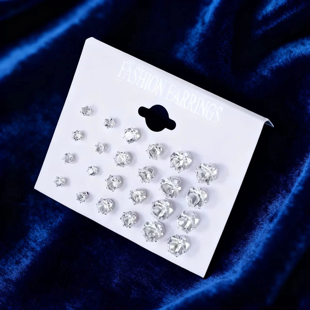 New 12 pairs/set white glossy round earrings for both men and women