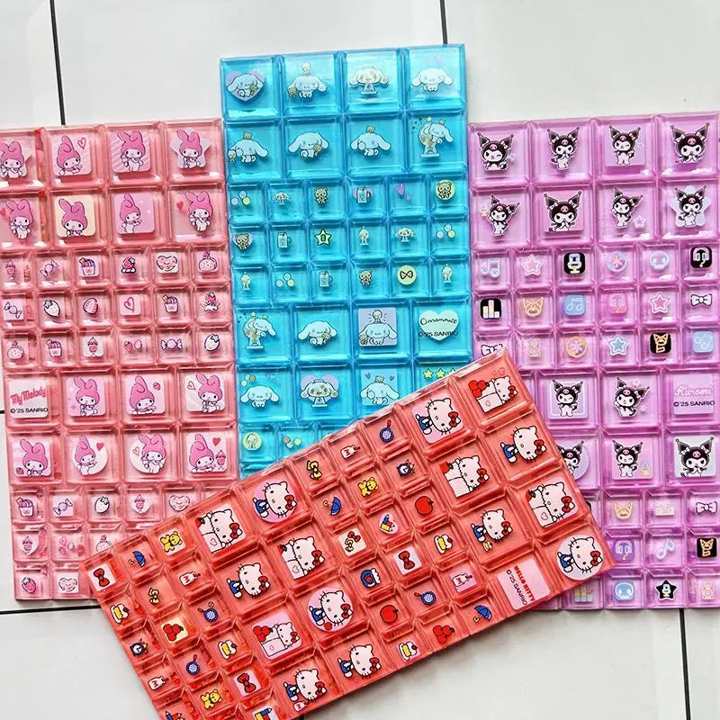 Sanrio Hello Kitty 3D Square Stickers Anime Phone Laptop Luggage Decoration Creative DIY Rhinestone Decal Kids Toys Cartoon Gift