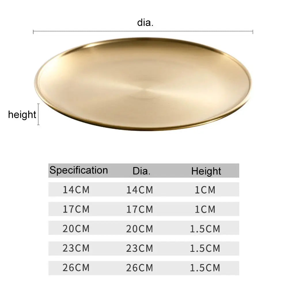 High Quality Stainless Steel Bone Spitting Dish Gold Silver Colors Shallow Tray Metal Dining Disc Fruit Meat Round Plate