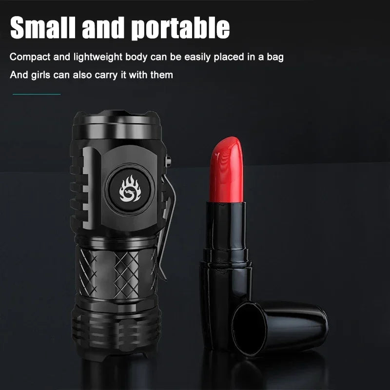 High Strong Power LED Flashlight Built-in Battery Rechargeable with Pen Clip Torch Outdoor Camping Emergency Lantern