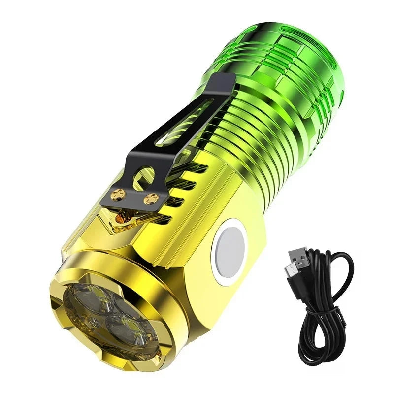 High Strong Power LED Flashlight Built-in Battery Rechargeable with Pen Clip Torch Outdoor Camping Emergency Lantern