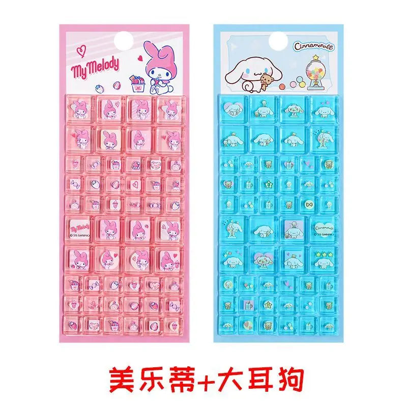 Sanrio Hello Kitty 3D Square Stickers Anime Phone Laptop Luggage Decoration Creative DIY Rhinestone Decal Kids Toys Cartoon Gift