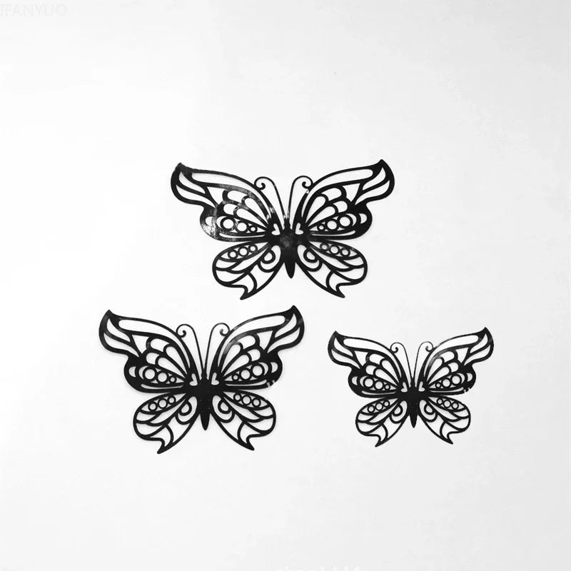 12Pcs/Set 3D Hollow Butterfly Wall Sticker Blue Red Black Wedding Decoration Living Room Home Decor Butterflies Decal Stickers