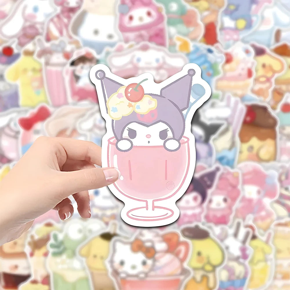 10/30/53pcs Cute Sanrio Food Cartoon Stickers Kuromi Melody Decals Kids Toy Fridge Notebook Luggage Phone Graffiti Sticker Decor