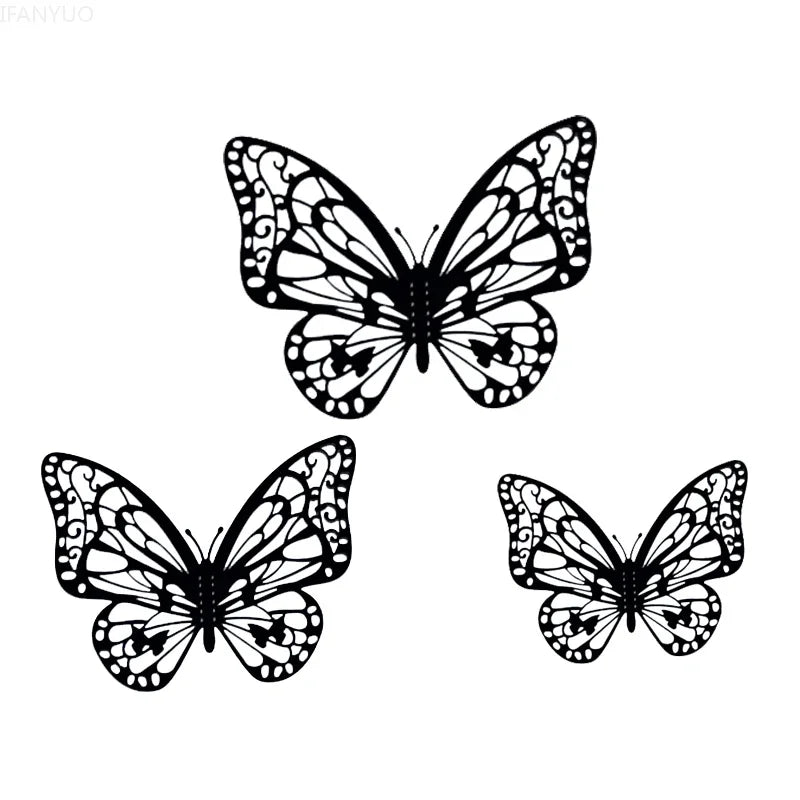 12Pcs/Set 3D Hollow Butterfly Wall Sticker Blue Red Black Wedding Decoration Living Room Home Decor Butterflies Decal Stickers