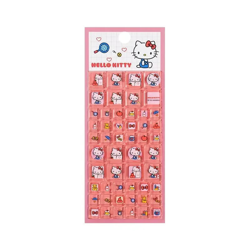 Sanrio Hello Kitty 3D Square Stickers Anime Phone Laptop Luggage Decoration Creative DIY Rhinestone Decal Kids Toys Cartoon Gift